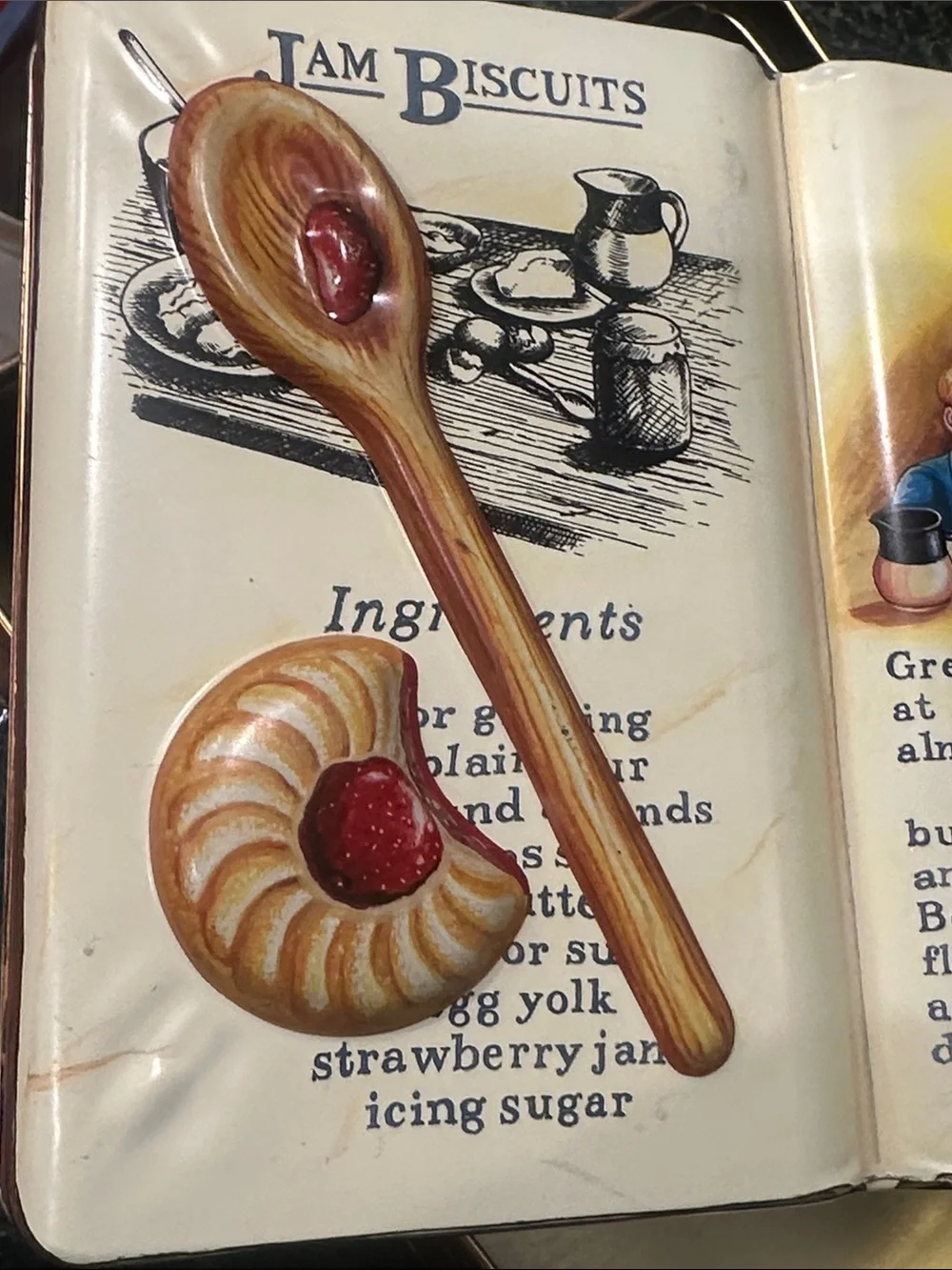 Vintage Cookbook metal Cookie Tin silver Crane company England Jam Biscuit gift